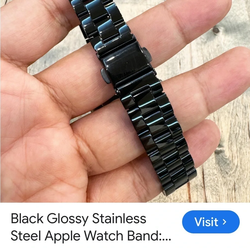 Amazon Black Glossy Stainless Steel Watch Band